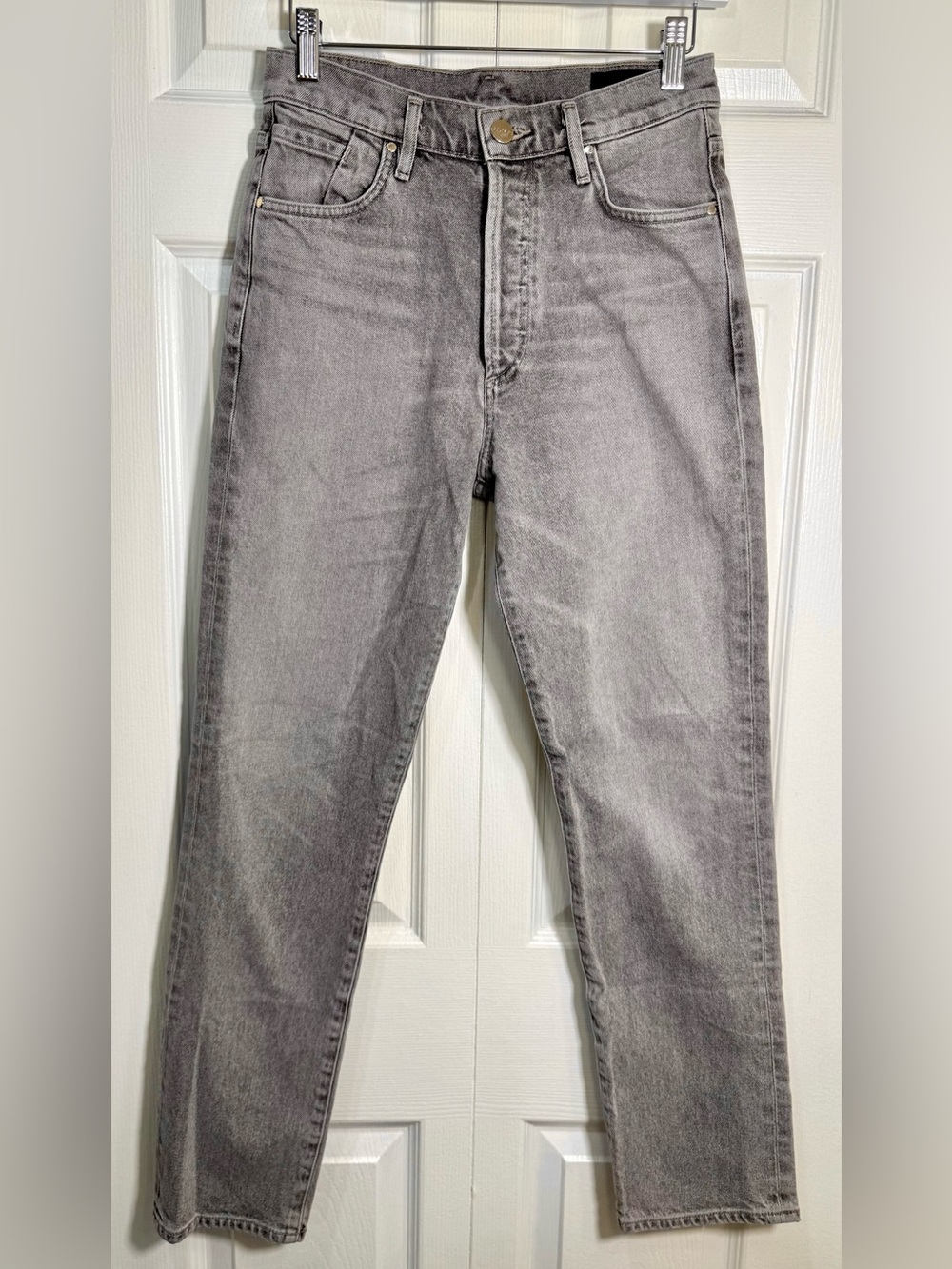Goldsign Benefit Gray High Rise Slim Straight Jeans Button Fly Size 25